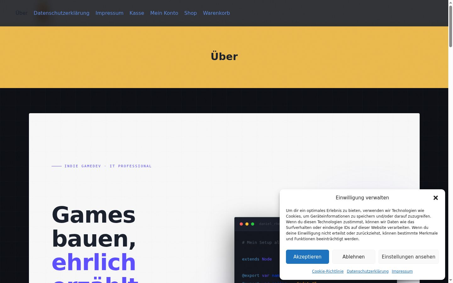 Screenshot del banner di consenso mostrato prima di qualsiasi interazione