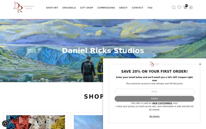 Screenshot of danielricksstudios.com