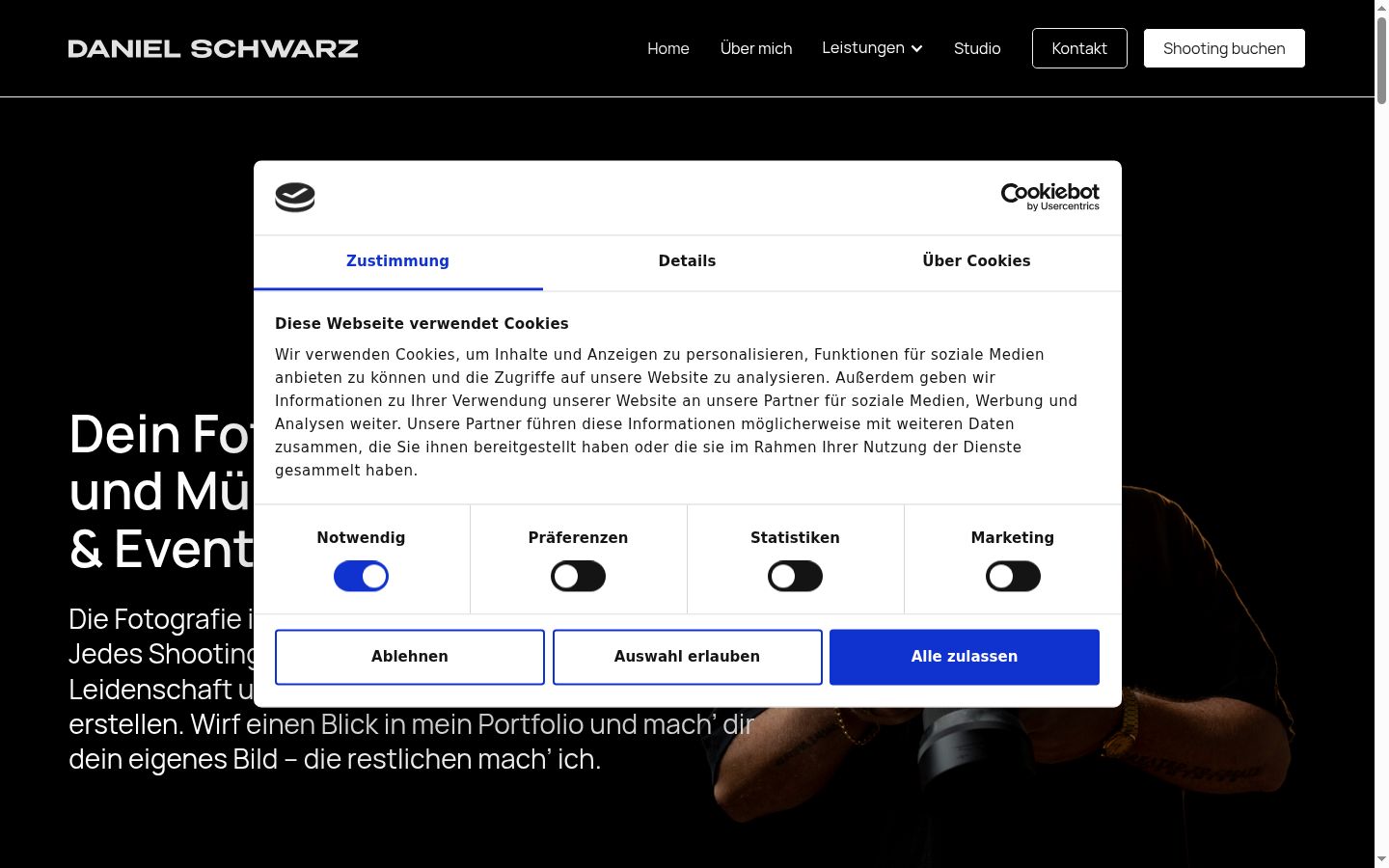 Capture d'écran de la bannière de consentement affichée avant toute interaction