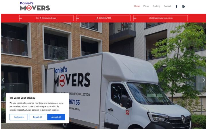 Screenshot of danielsmovers.co.uk