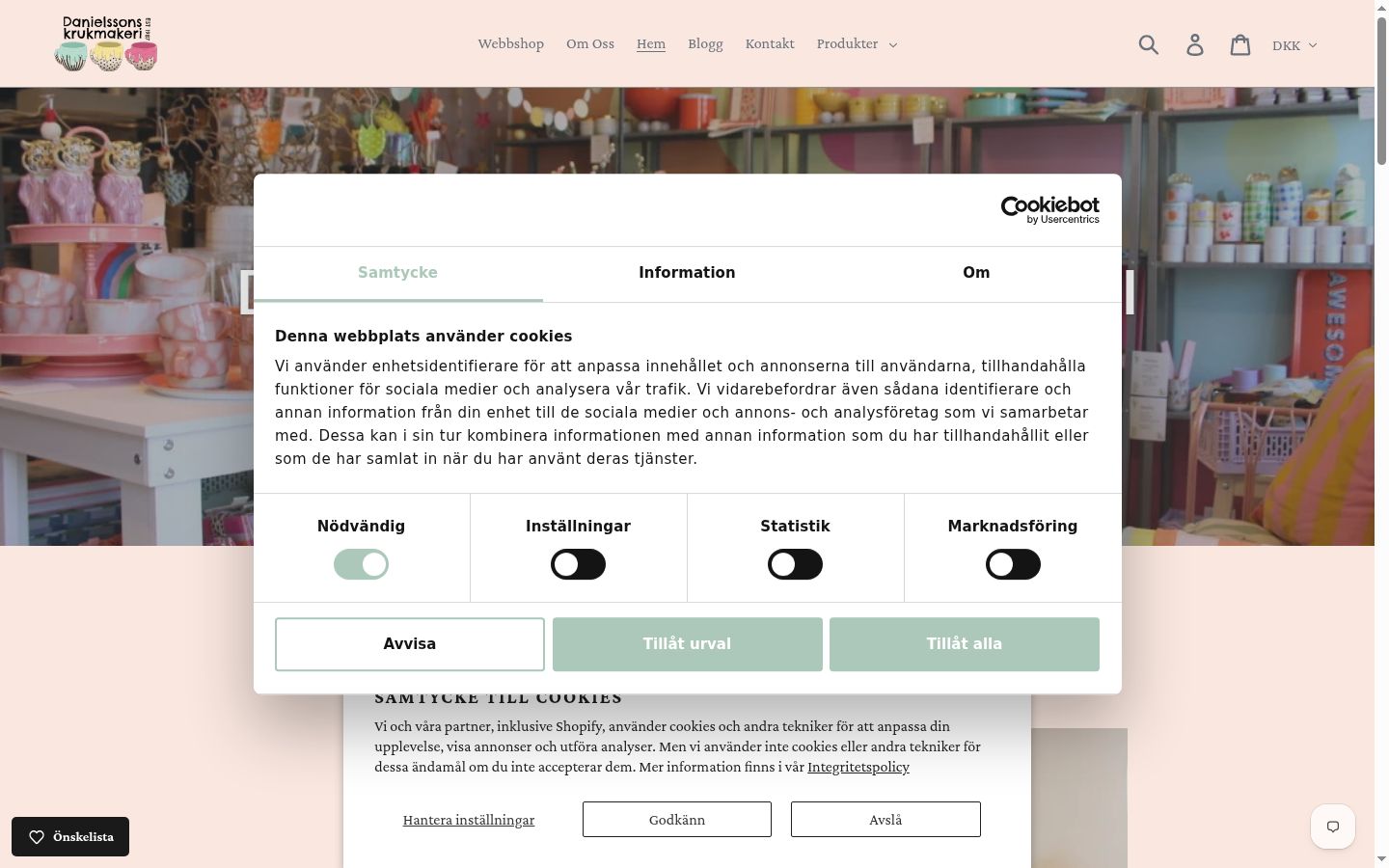 Screenshot del banner di consenso mostrato prima di qualsiasi interazione
