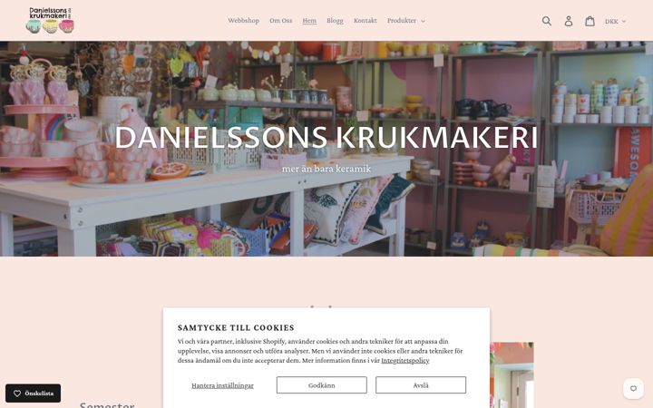 Screenshot of danielssonskrukmakeri.com