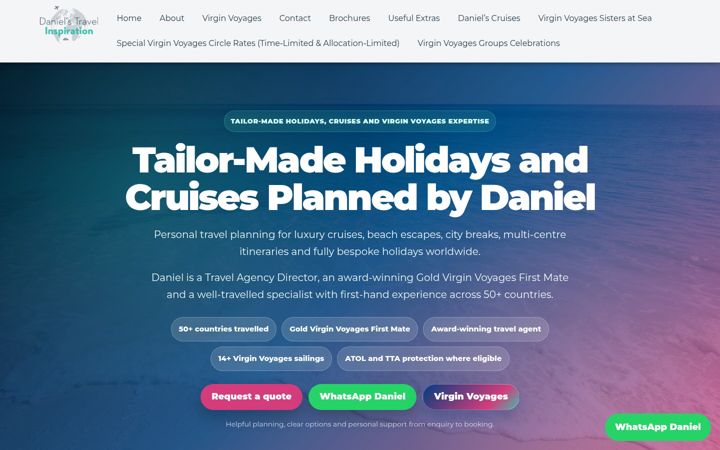 Screenshot of danielstravelinspiration.co.uk