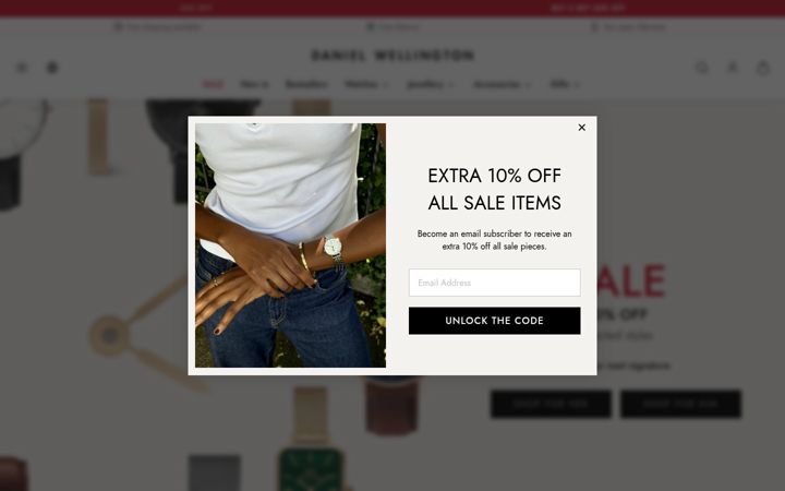 Ekrano kopija danielwellington.com