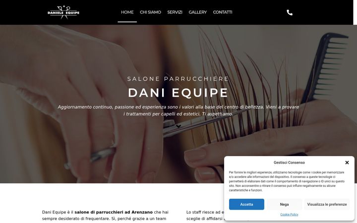Screenshot of daniequipeparrucchieri.it