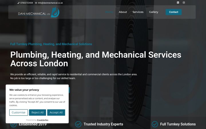 Screenshot of danimechanical.co.uk