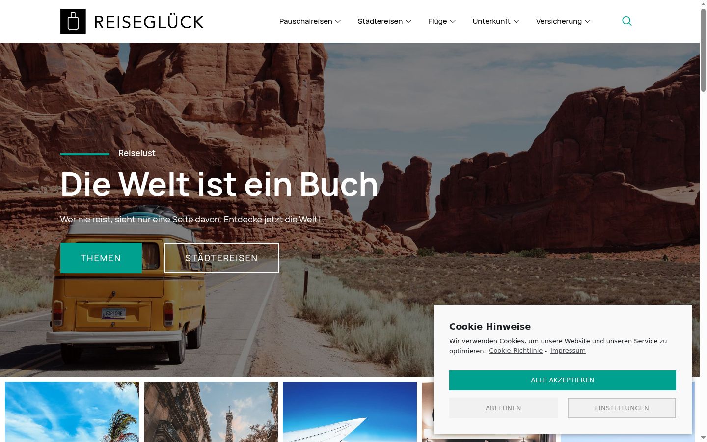 Screenshot des Einwilligungsbanners vor jeglicher Interaktion