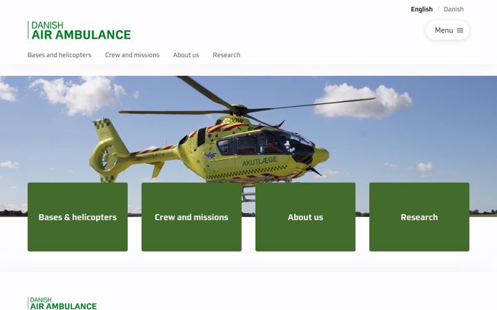 Snímek obrazovky danishairambulance.dk