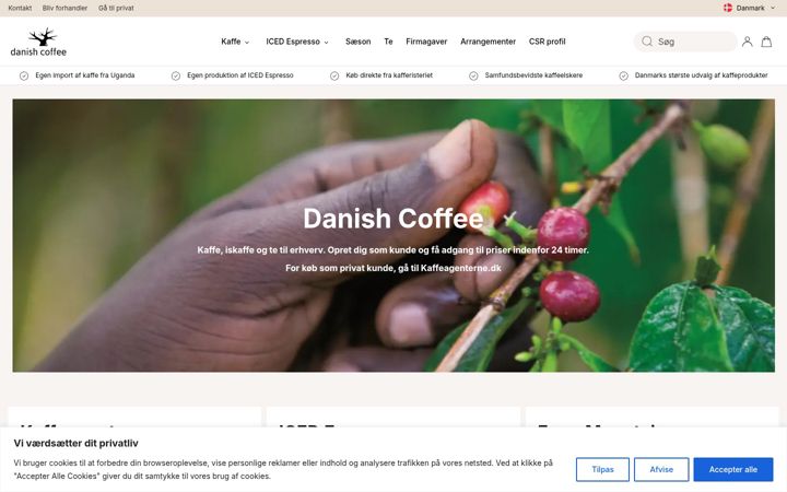 Snímek obrazovky danishcoffee.dk