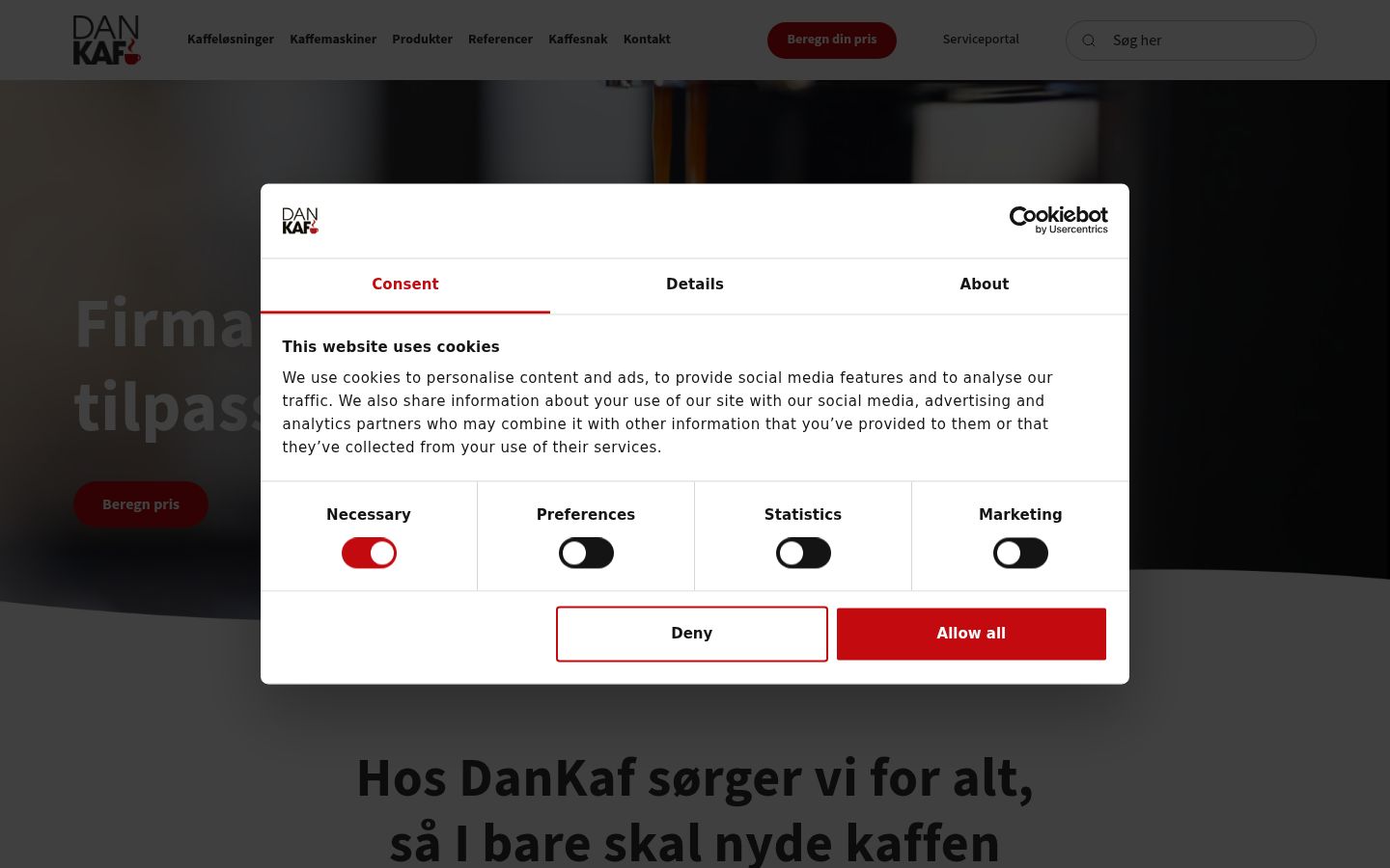Ekraanipilt nõusolekubännerist, mida näidati enne mis tahes suhtlust