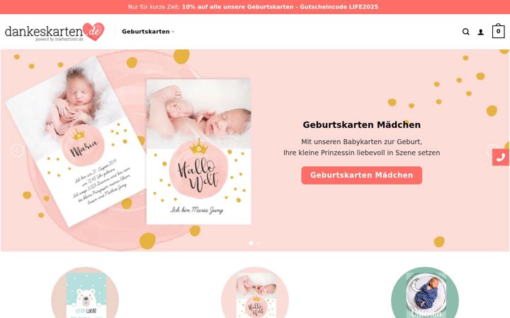 Screenshot of dankeskarten.de