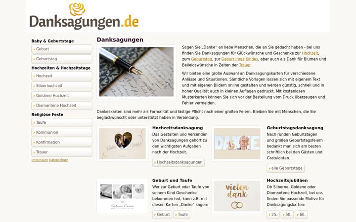 Screenshot of danksagungen.de