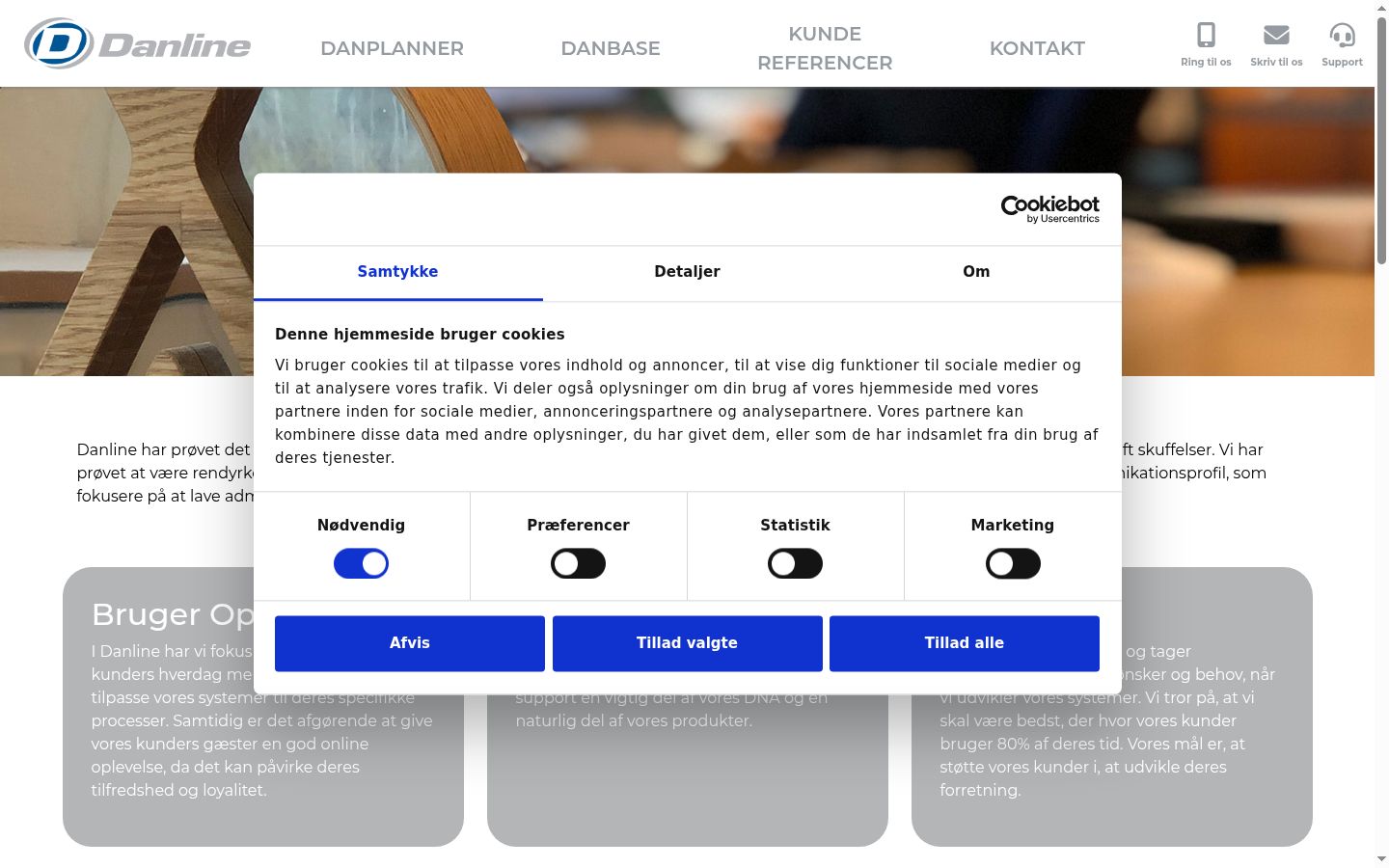 Skærmbillede af samtykkebanneret, som det blev vist før nogen interaktion