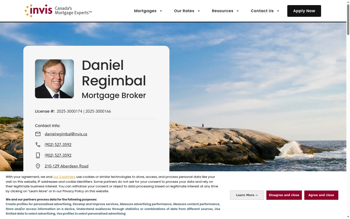 Capture d'écran de la bannière de consentement affichée avant toute interaction