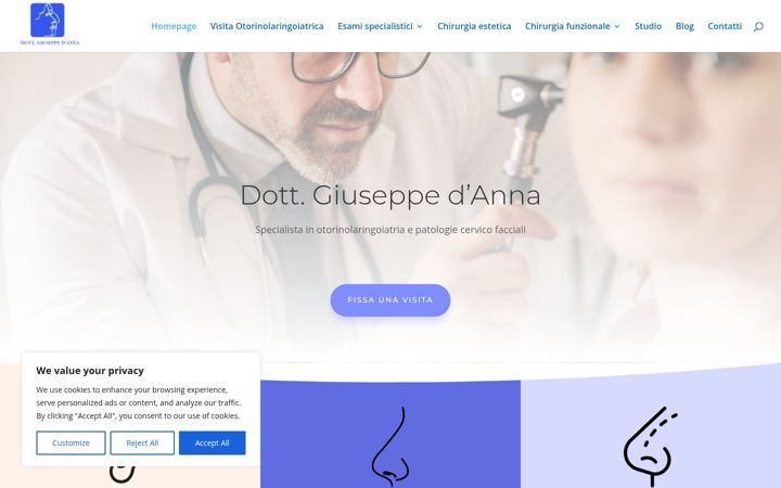 Kuvakaappaus sivustosta dannadottorgiuseppe.it