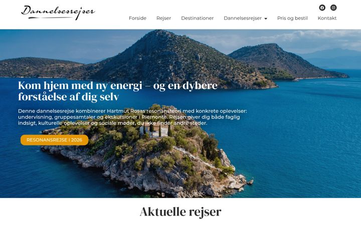 Screenshot of dannelsesrejser.dk
