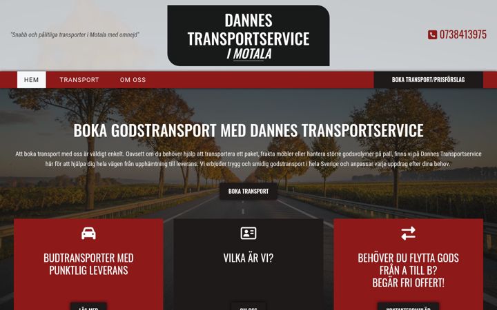 Screenshot of dannestransportservice.se