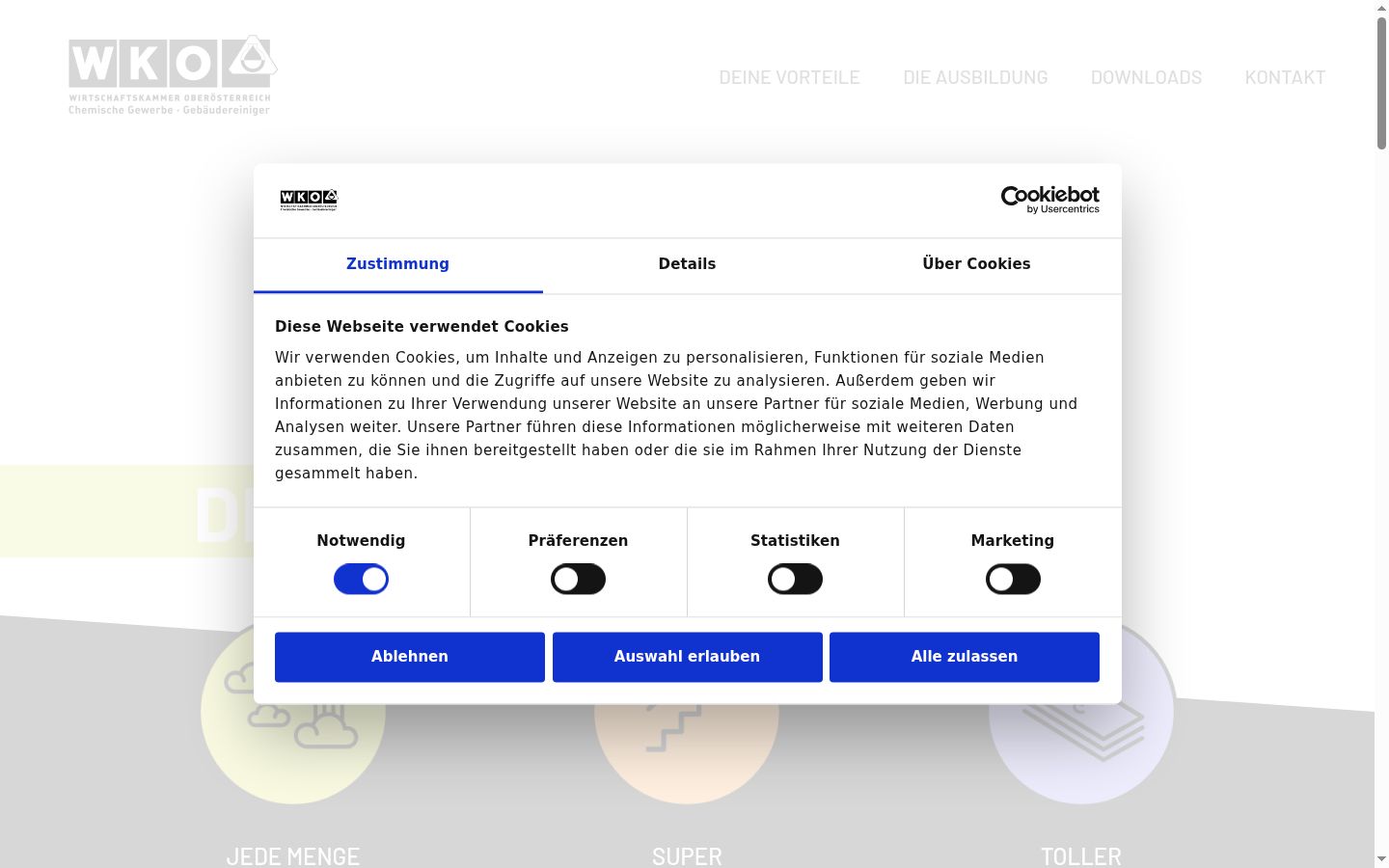 Screenshot of the consent banner shown before any interaction