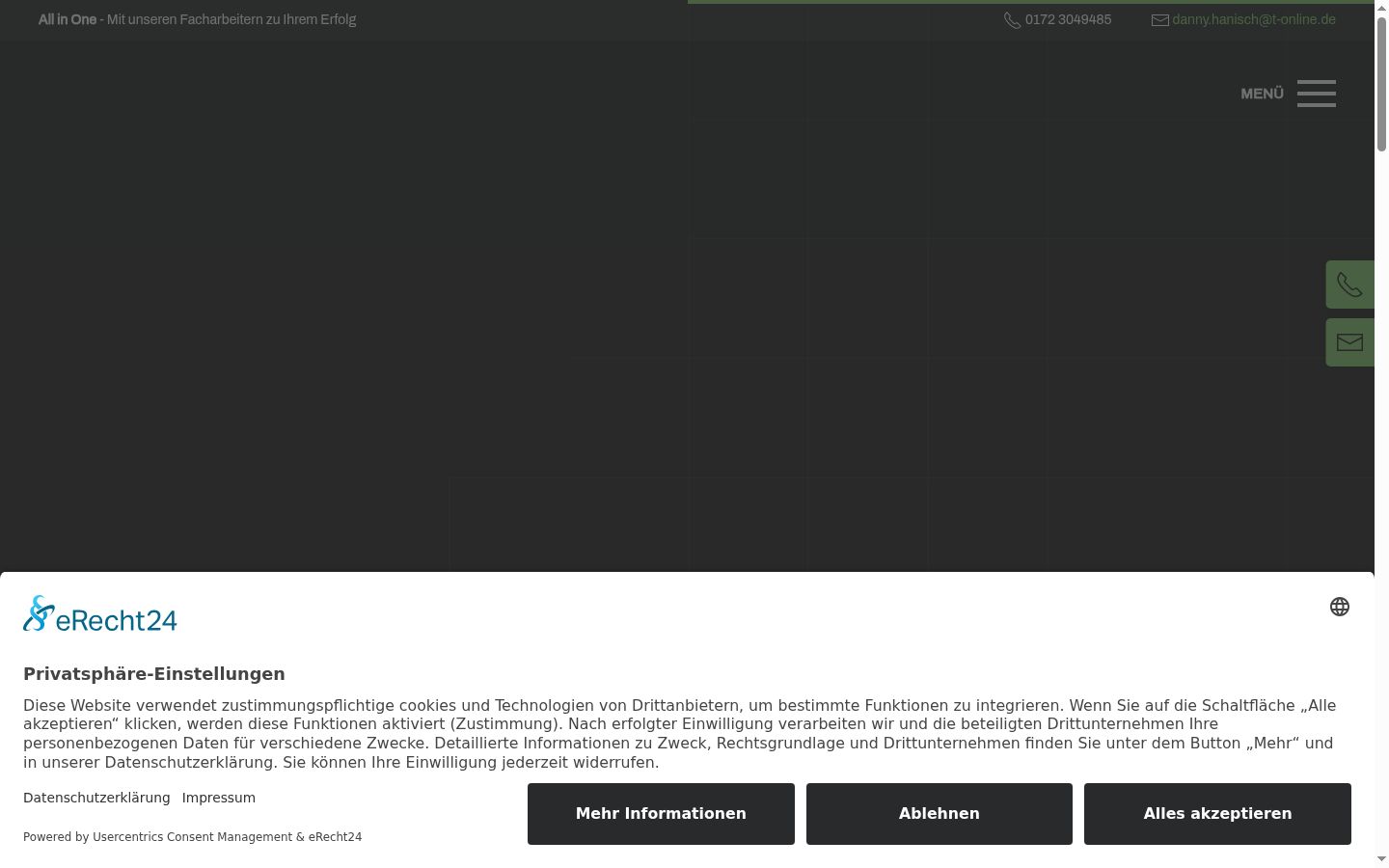Captura de ecrã do banner de consentimento apresentado antes de qualquer interação