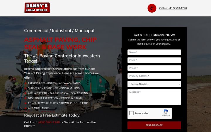 Screenshot of dannysasphaltpaving.com
