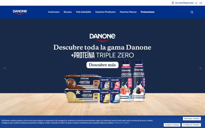 Captură de ecran a danone.es