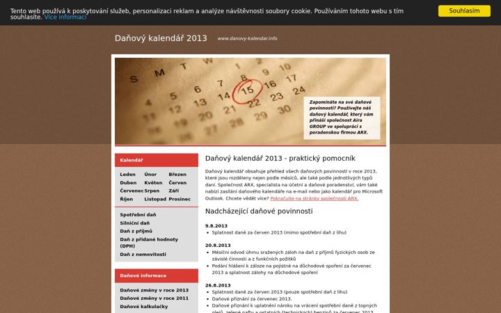 Screenshot of danovy-kalendar.info