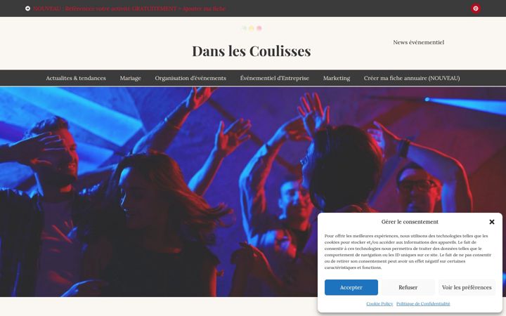Screenshot of dans-les-coulisses.com