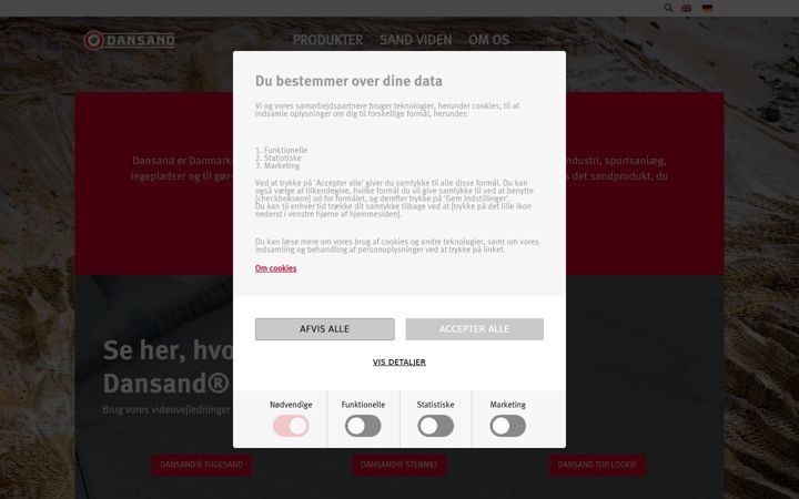 Screenshot of dansand.dk