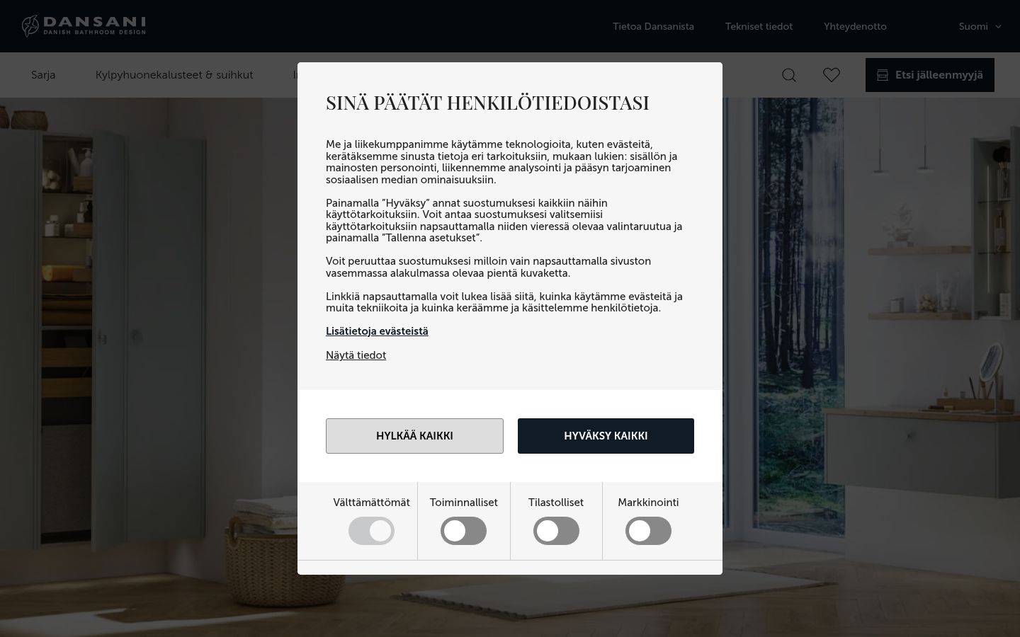 Snímek obrazovky baneru souhlasu zobrazeného před jakoukoli interakcí