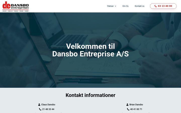 Skjermbilde av dansboentreprise.dk