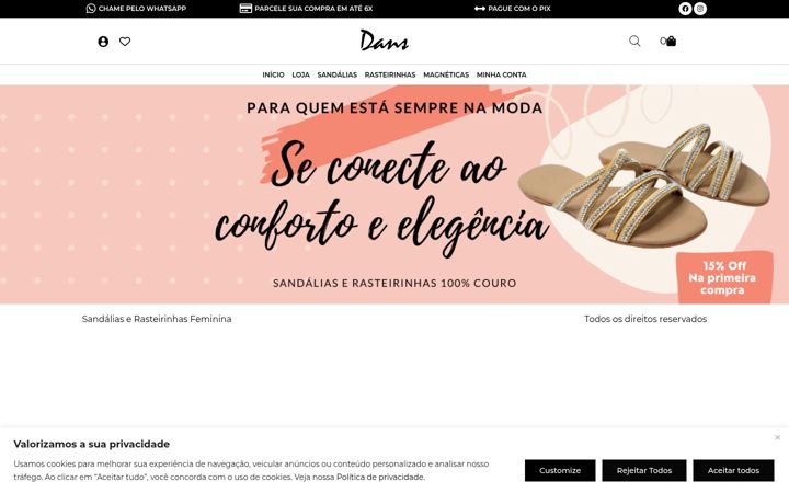Skjámynd af danscalcados.com.br