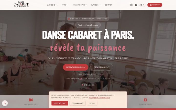 Screenshot of dansecabaretacademy.com