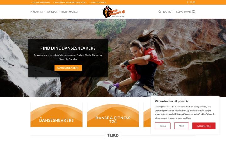 Screenshot of dansesneakers.dk