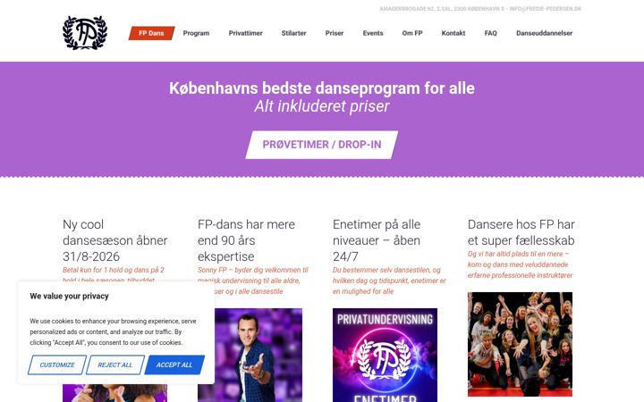 Screenshot di danseundervisning.dk