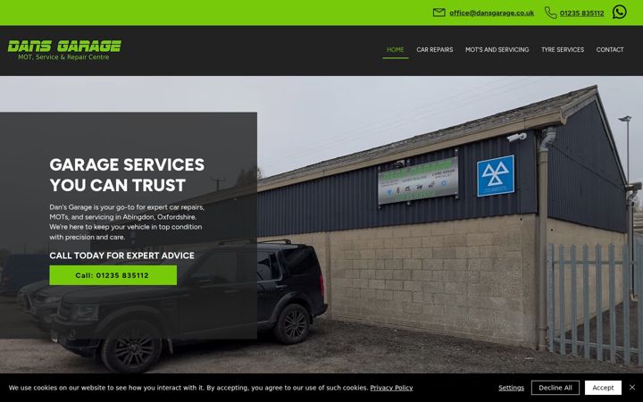 Screenshot of dansgarage.co.uk