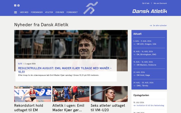 Skærmbillede af dansk-atletik.dk