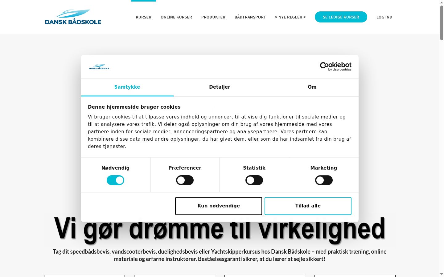 Screenshot del banner di consenso mostrato prima di qualsiasi interazione