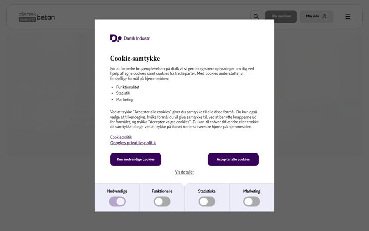 Skærmbillede af danskbeton.dk