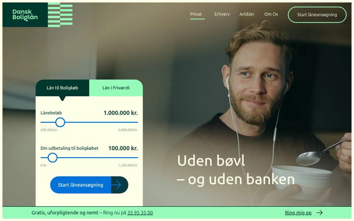 Snímek obrazovky danskboliglaan.dk