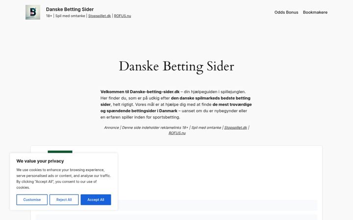 Screenshot von danske-betting-sider.dk