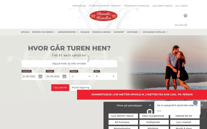 Screenshot von danske-hoteller.dk
