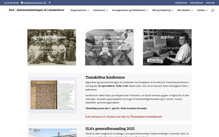 Screenshot von danskearkiver.dk