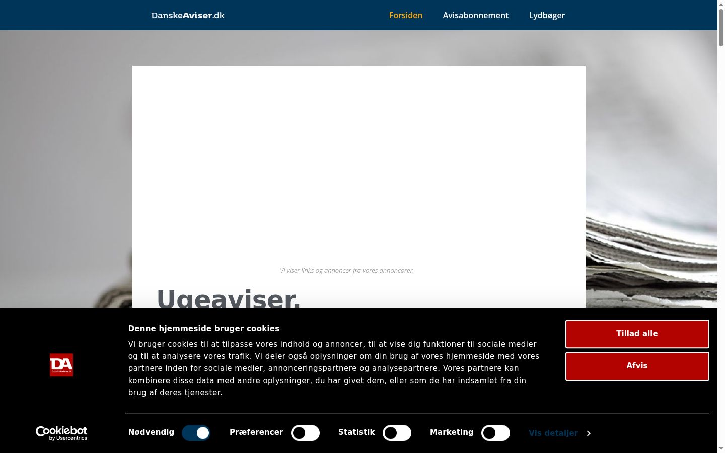 Screenshot tal-banner tal-kunsens muri qabel kwalunkwe interazzjoni