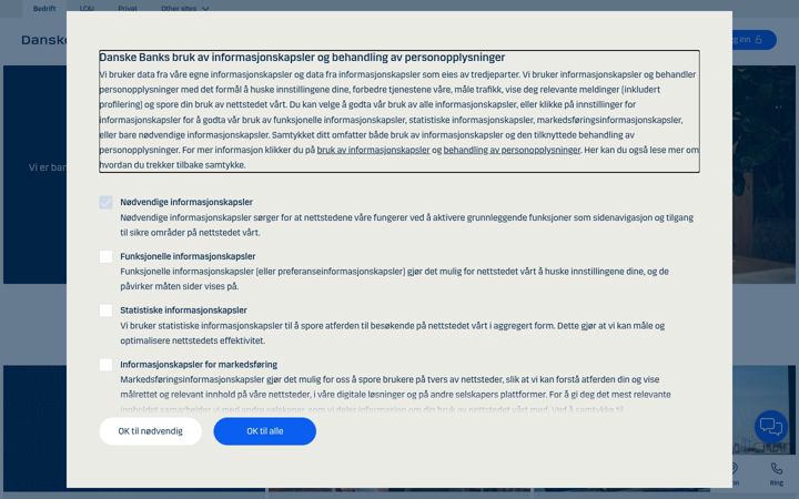 Screenshot of danskebank.no