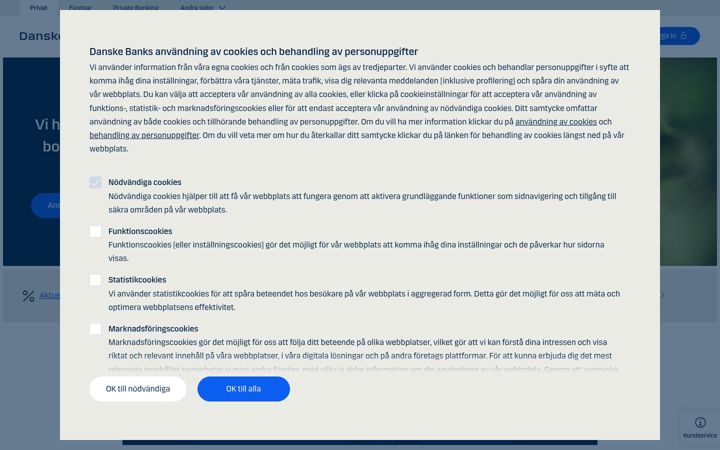 Screenshot of danskebank.se