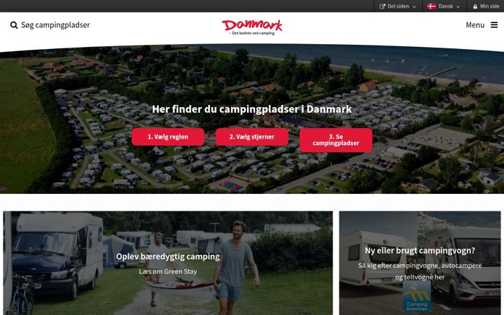 Screenshot von danskecampingpladser.dk