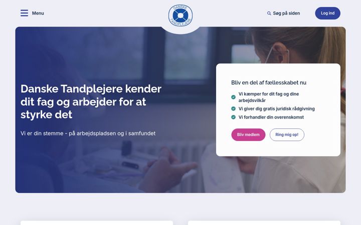 Ekrano kopija dansketandplejere.dk