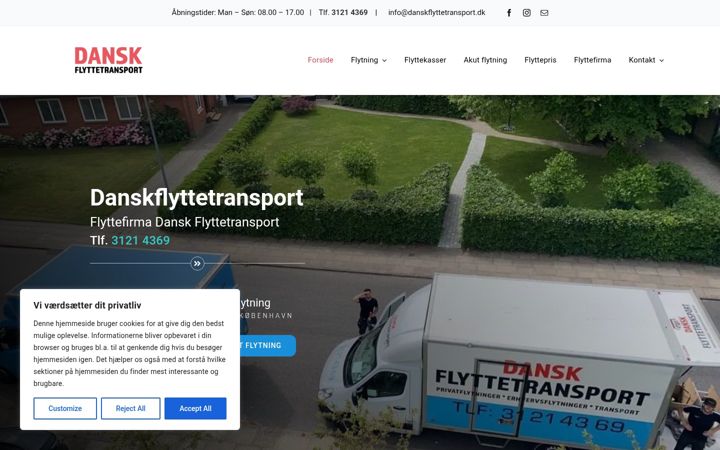 Ekrano kopija danskflyttetransport.dk