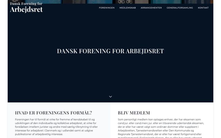 Screenshot of danskforeningforarbejdsret.dk