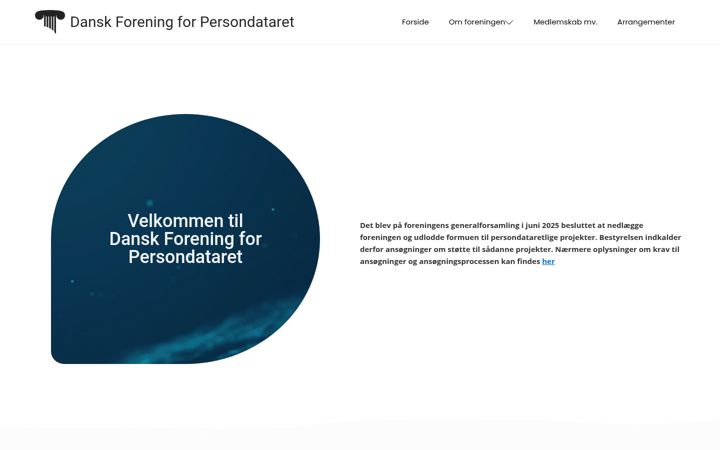 Screenshot of danskforeningforpersondataret.dk